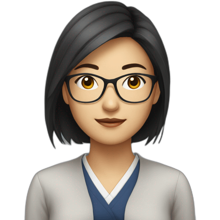 Young woman asiatic teacher with glasses emoji