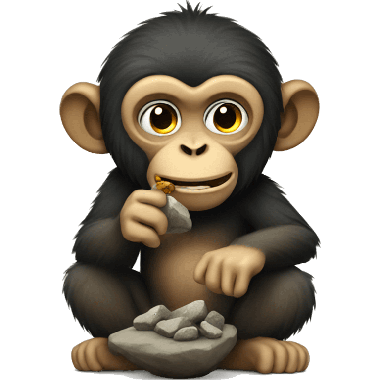 Monkey eating rocks emoji