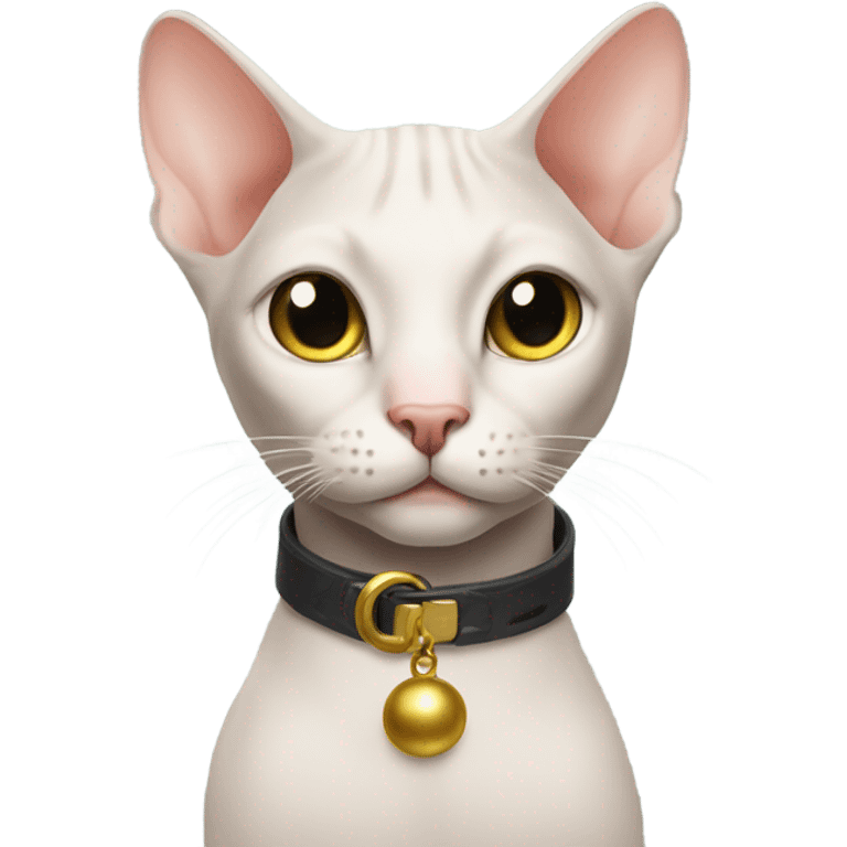 hairless cat with collar and bell  emoji