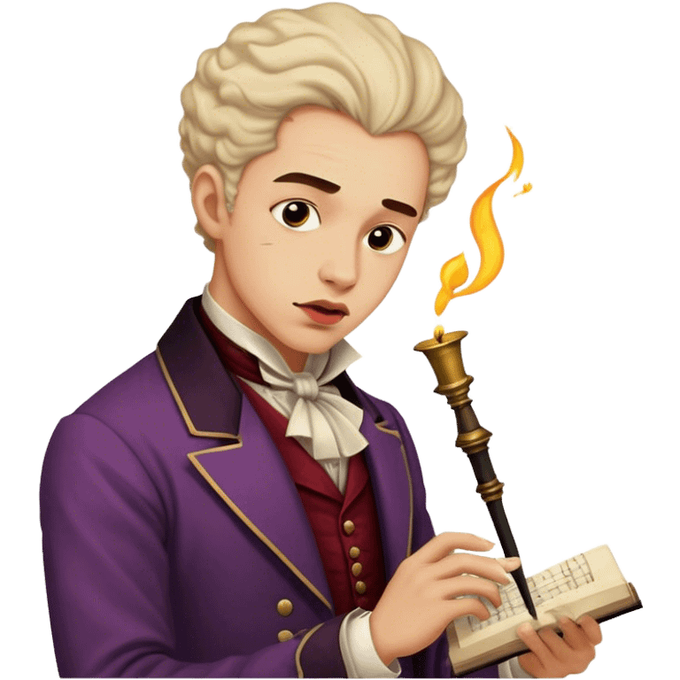 Cinematic Realistic Beethoven Portrait Emoji, depicted as a passionate composer with intense expressive features in period attire, rendered with rich textures and dramatic moody lighting that captures the turbulent genius of his music. emoji