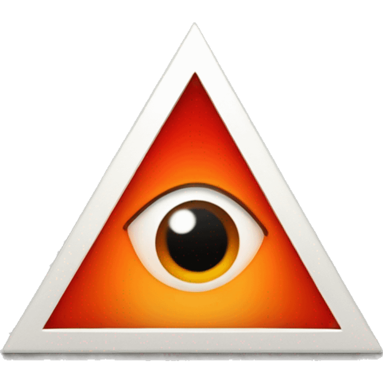 Red triangle with one orange eye in the center with slit black pupil emoji