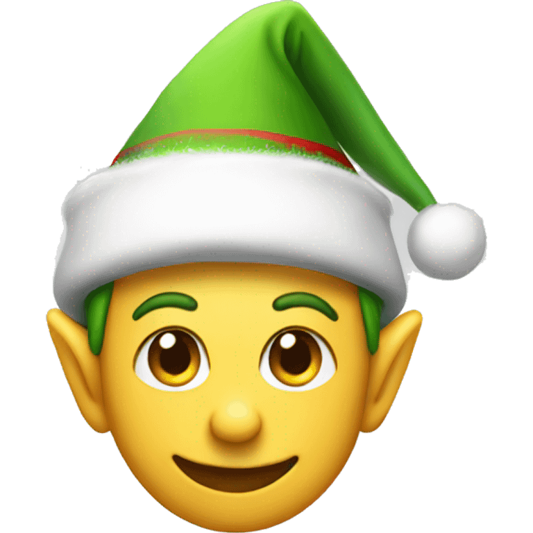 Smiley wearing elf hat and ears emoji