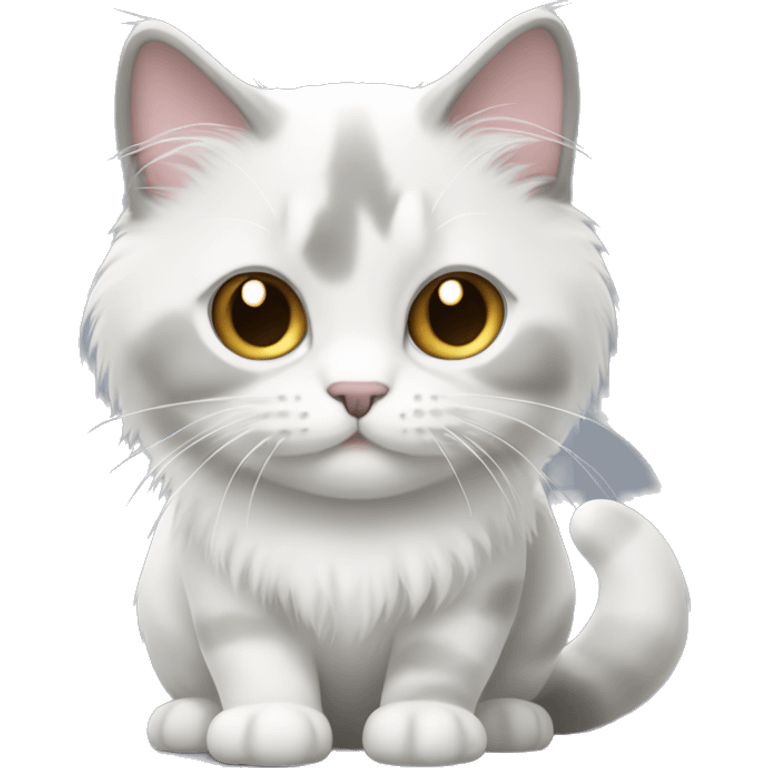 Long hair whopper and white/gray munchkin cat emoji