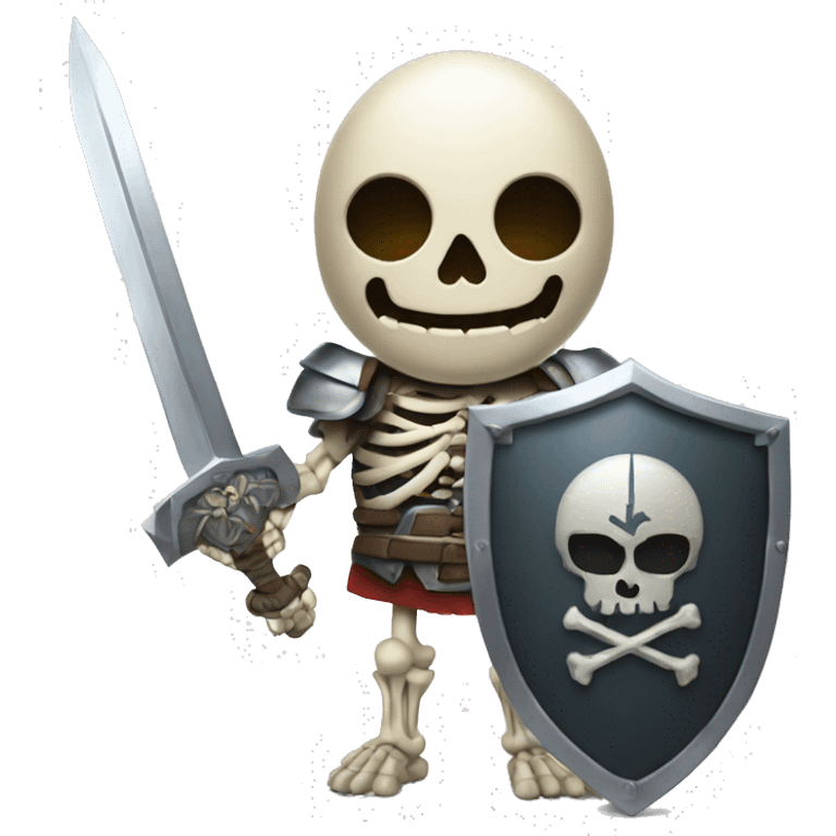 a skeleton with a armor a sword and a shield emoji