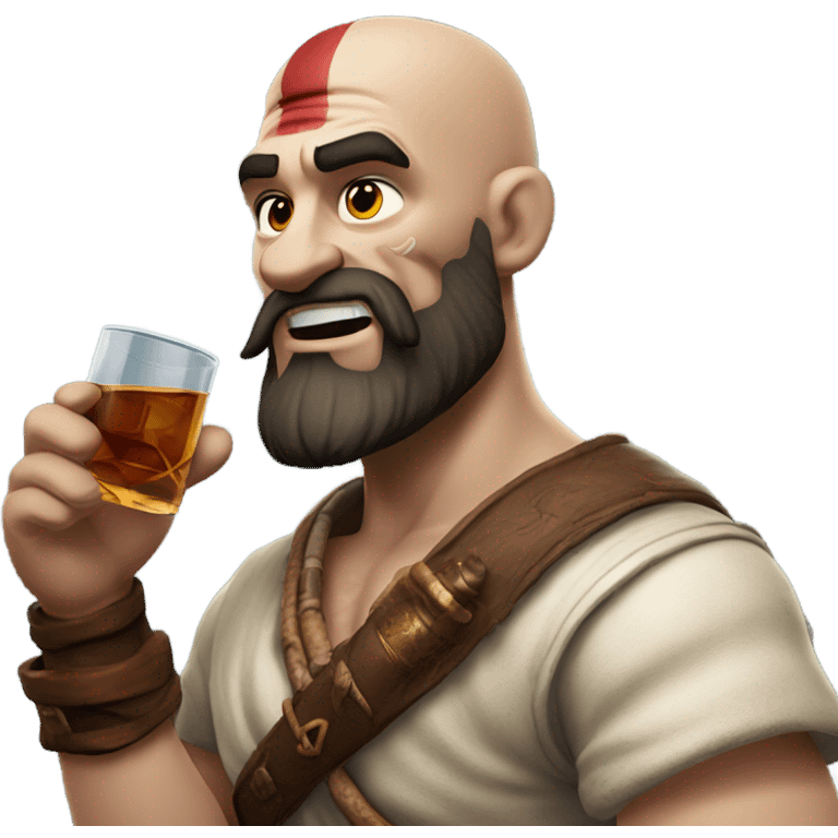 kratos drinking whiskey and smoking a cigar emoji