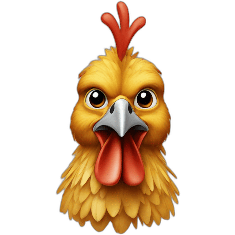 Chicken with human face features emoji