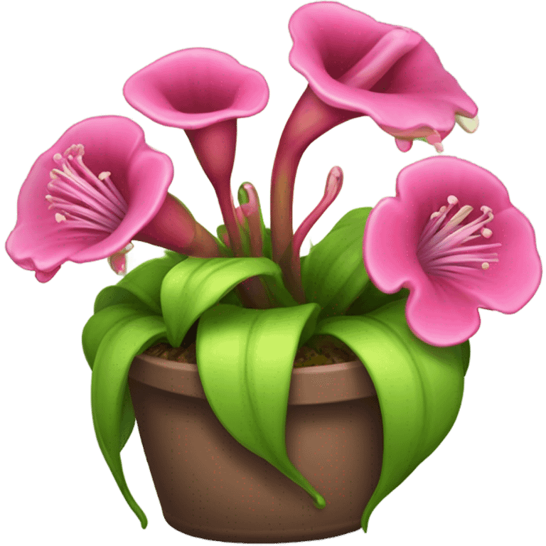 carnivorous plant pink flowers,  emoji