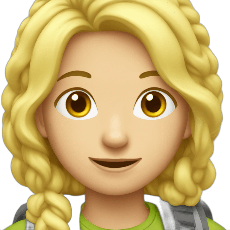 young blonde woman Hiking emoji