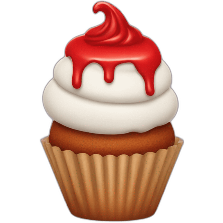 Angry red cupcake emoji