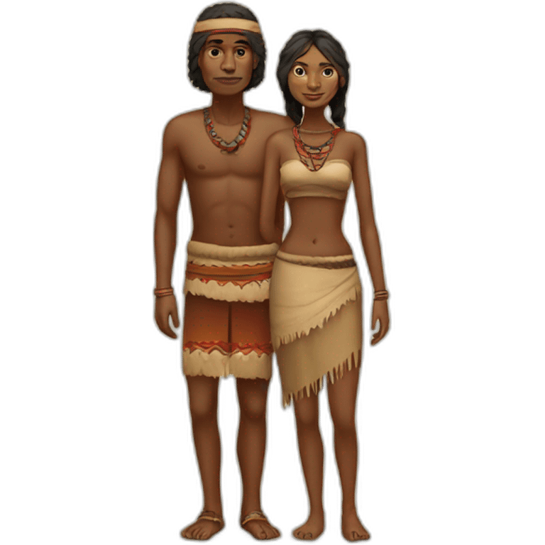 aborigen man and etnic woman from australia full body emoji