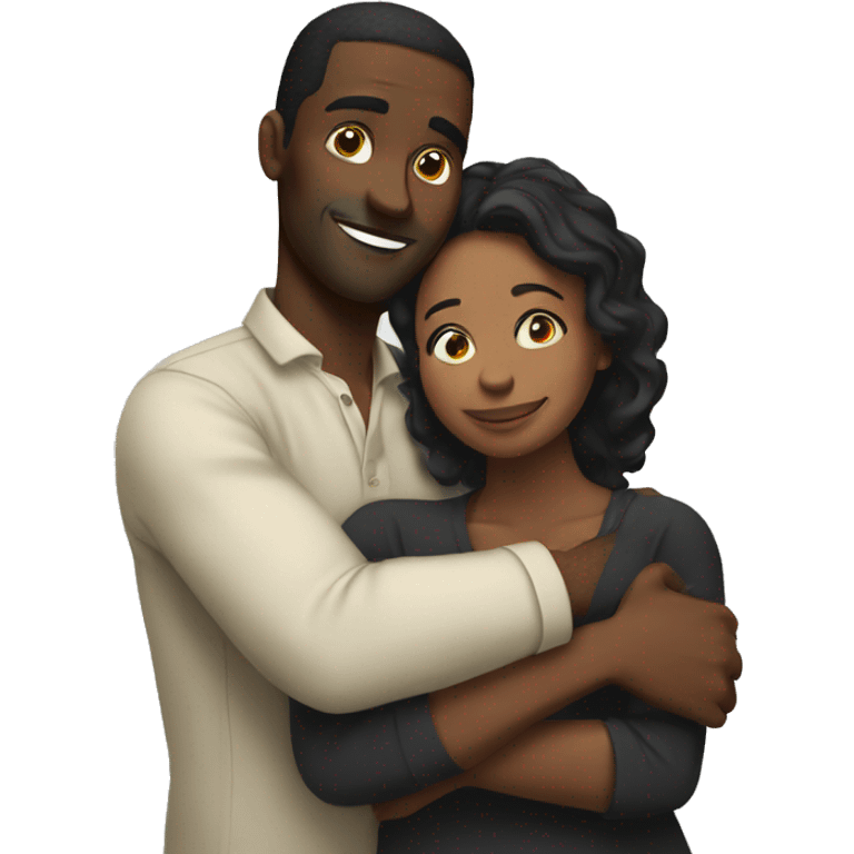 Black men hugging her wife emoji