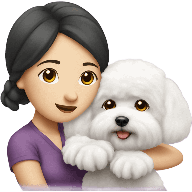 A cute bichon frise with an Asian woman  emoji