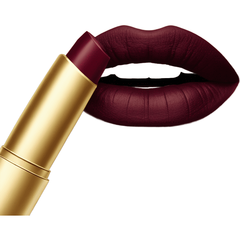 Burgundy lipstick - “Elegant burgundy lipstick with a gold case emoji