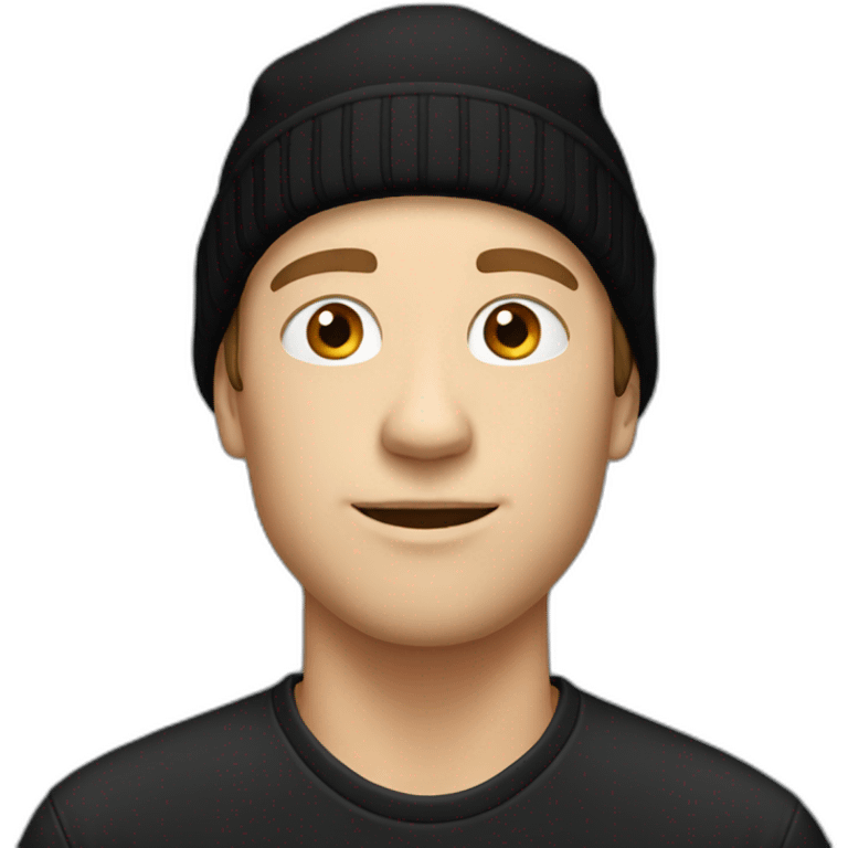 white guy with black beanie hat emoji