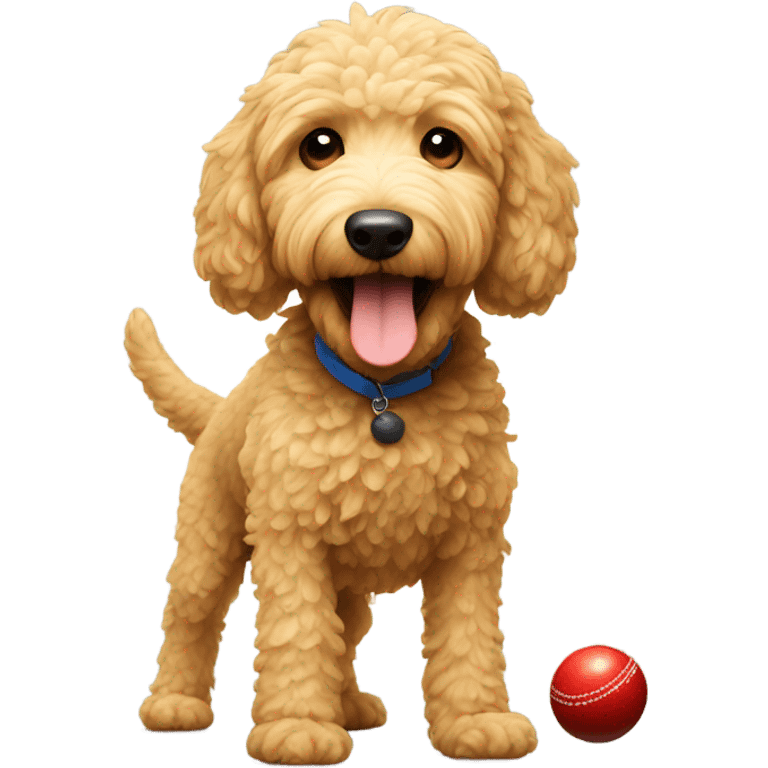 Golden doodle playing cricket emoji