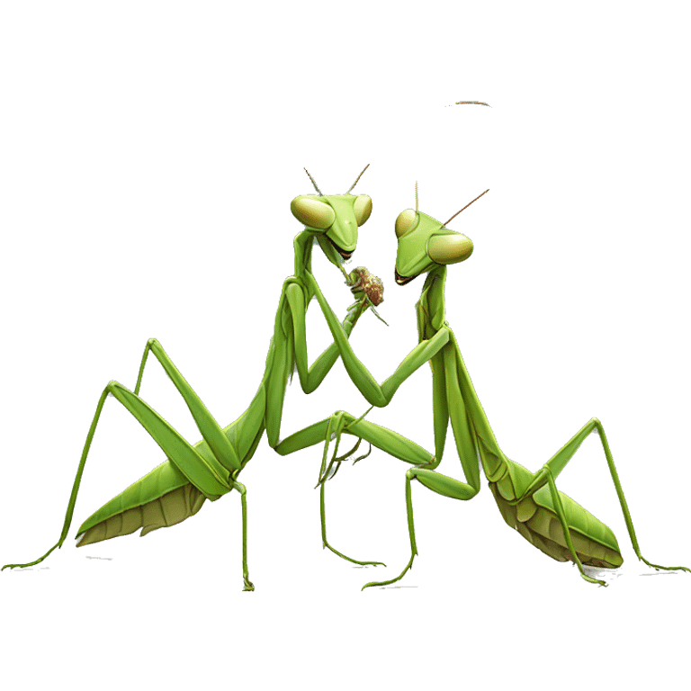 Female praying mantis eating male praying mantis  emoji