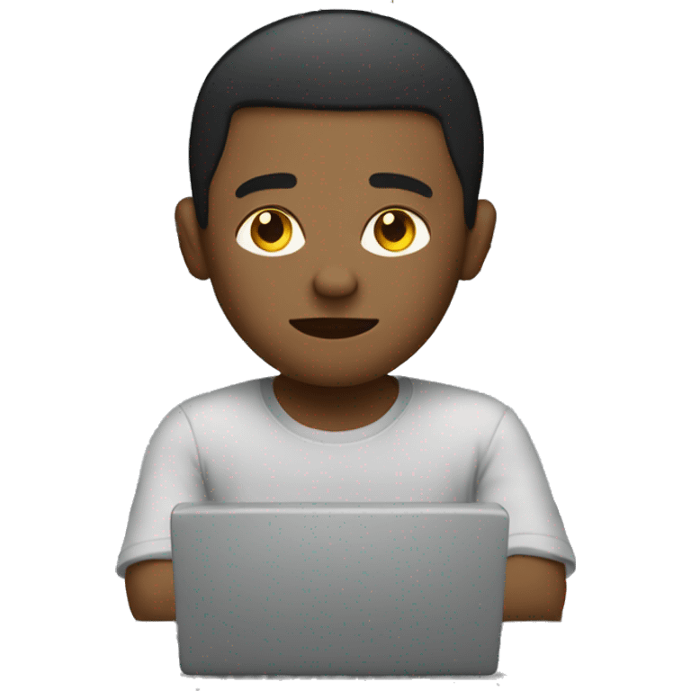 generate me a young emoji who is working on his computer and very focused emoji