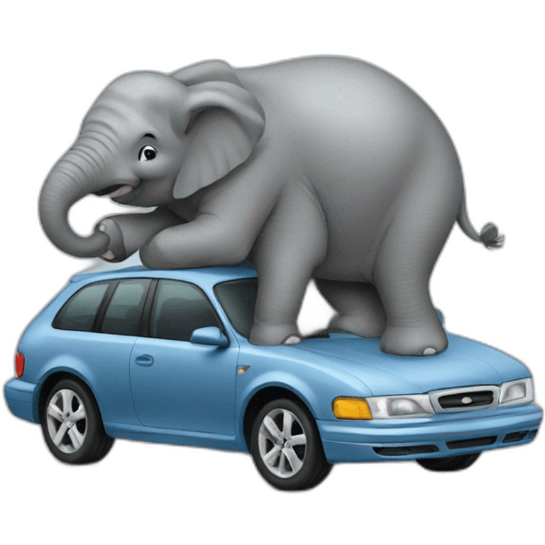 An elephant pooing on a car emoji