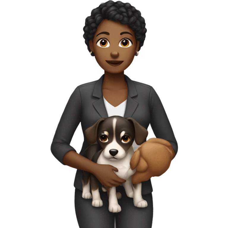 A black woman with a dog emoji