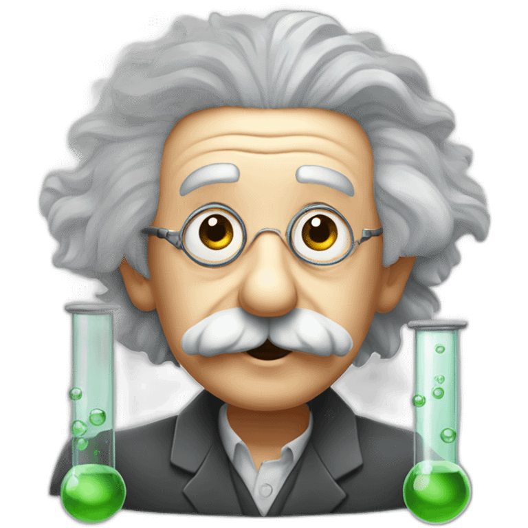 Albert Einstein with test tubes emoji