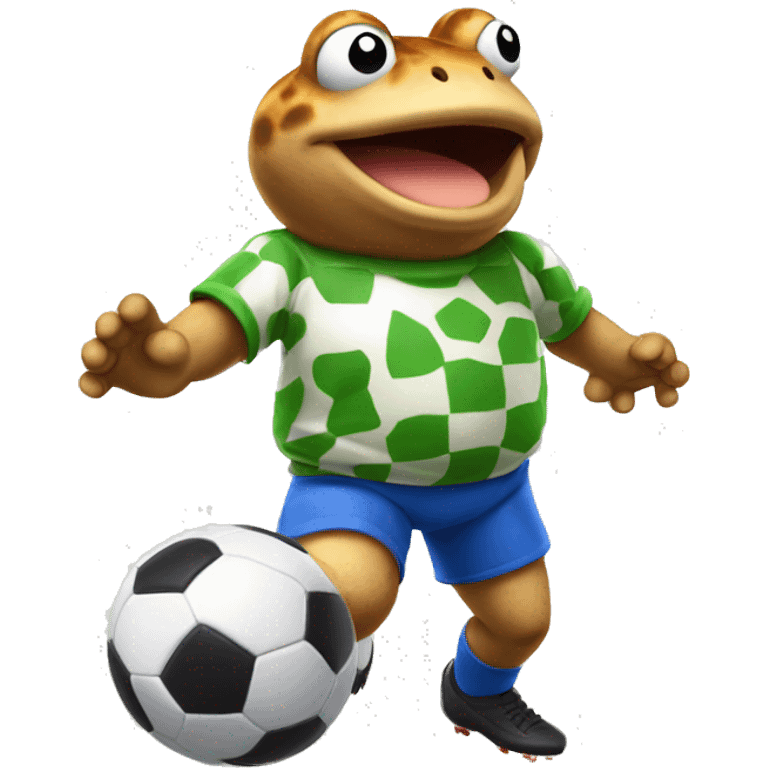 Toad from Mario playing soccer emoji