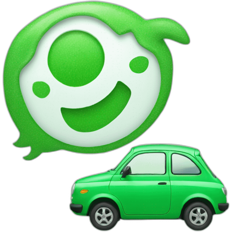 green car with whatsapp logo emoji