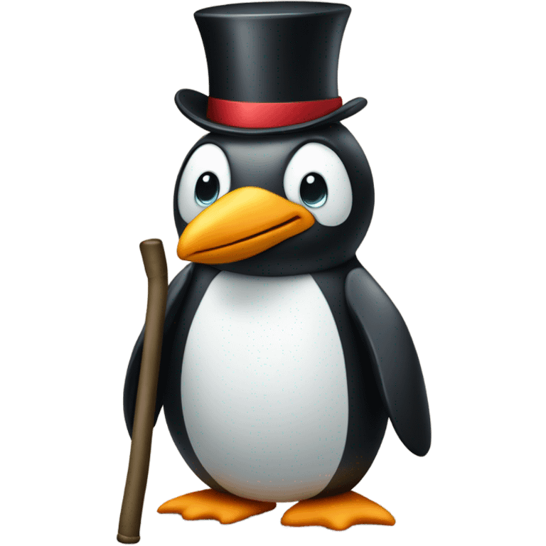 penguin with a top hat and cane emoji