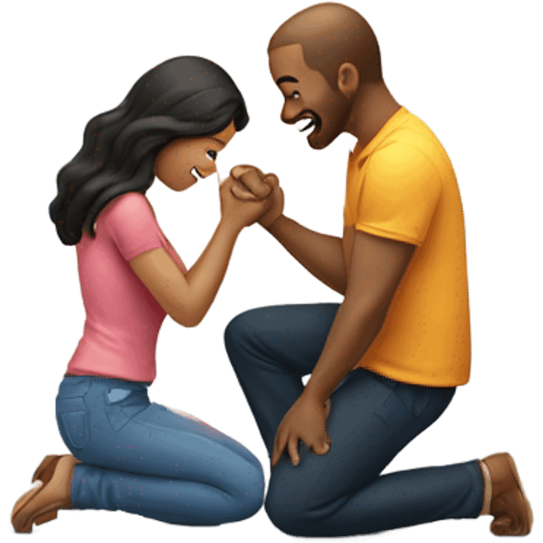 With Man on knees to engage her wife emoji