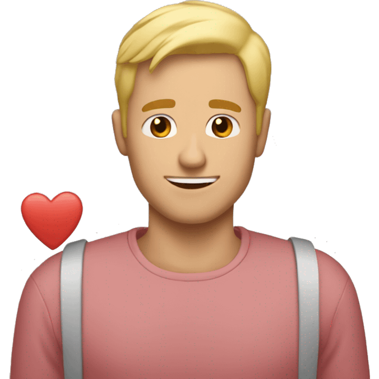 A blonde man showing how in love he is with tons of hearts emoji