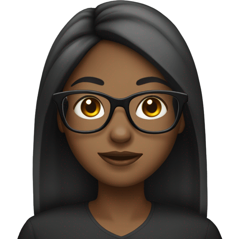 black girl with long straight hair , black glasses and a bow in her hair  emoji