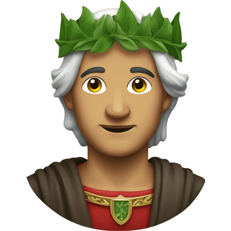 Dante Alighieri with a green laurel wreath on his head emoji