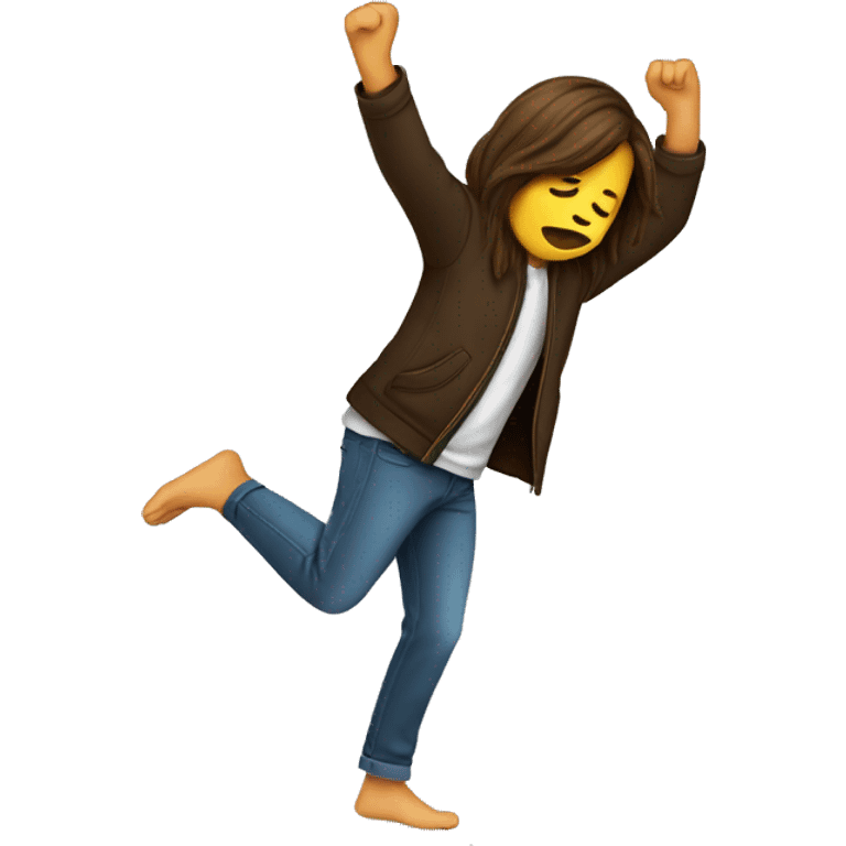 A person doing the famous dab, the person it has to be a boy without bear and mustache but with brown long hair emoji