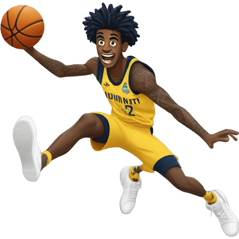 Ja Morant dunking by a long jump emoji