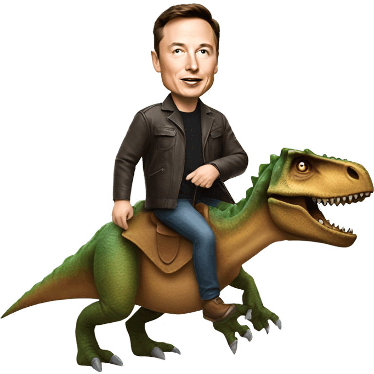 Make a elon musk riding on a dinosaur emoji