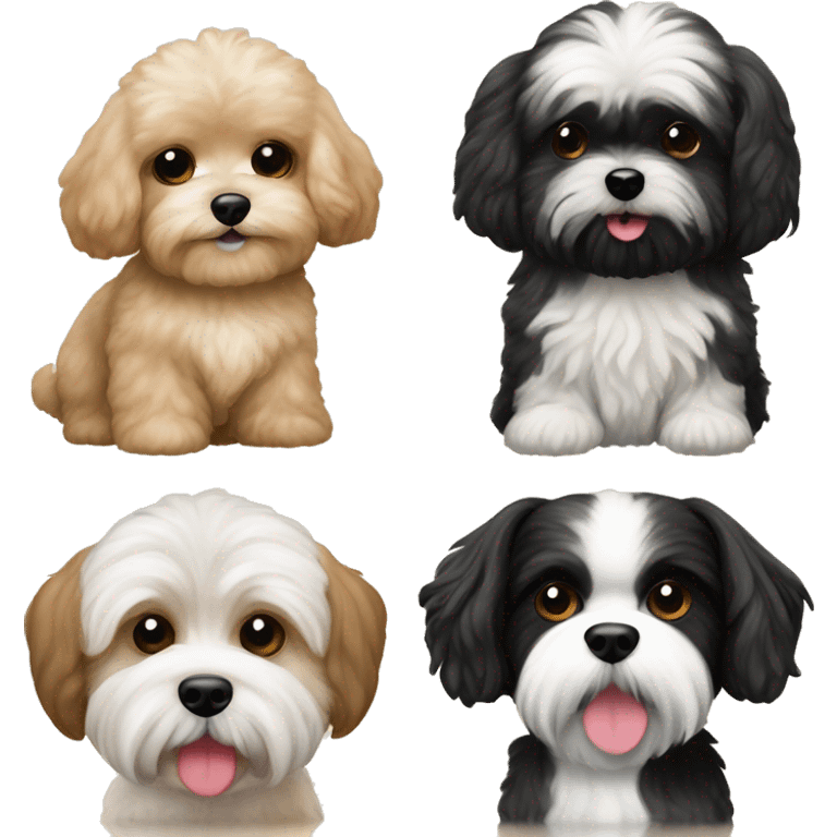 Tan maltipoo and black and white shi tzu emoji