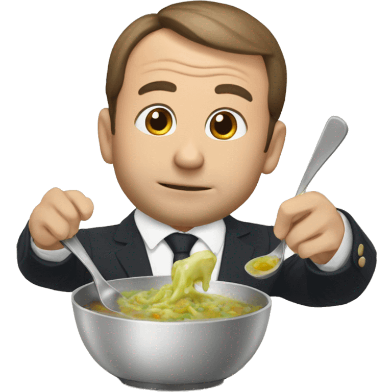 Macron qui mange de la soupe emoji