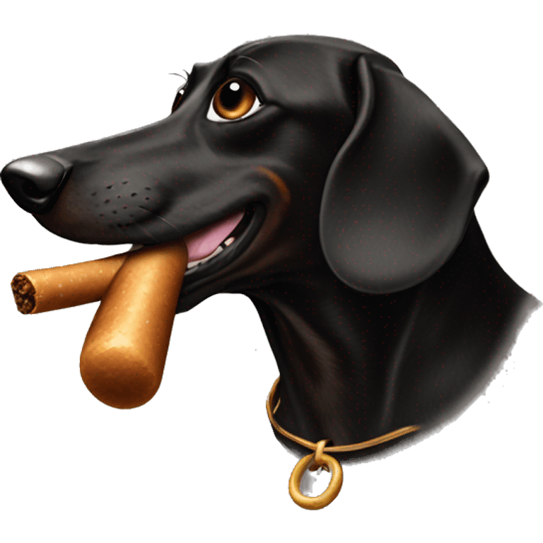 Black Wiener dog smoking  emoji