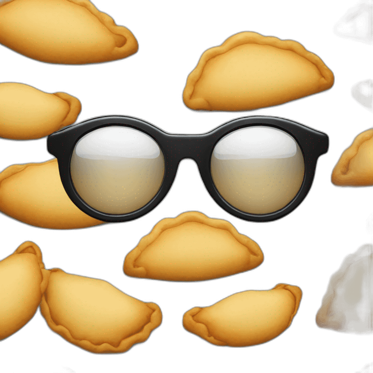 Empanada con ojos manos y pies con gafas emoji