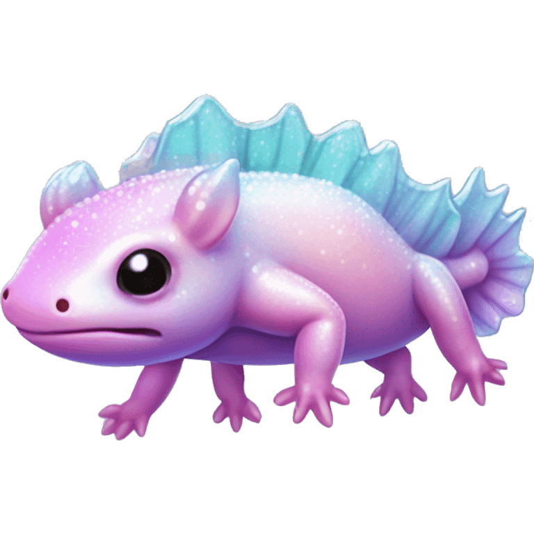 Sparkly glossy Pastel iridescent glass axolotl emoji