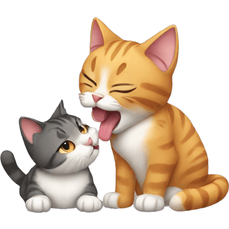 A cat licking a cat emoji