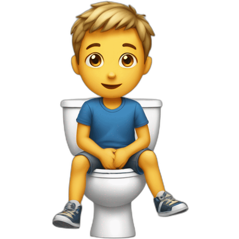 Boy sits on potty emoji