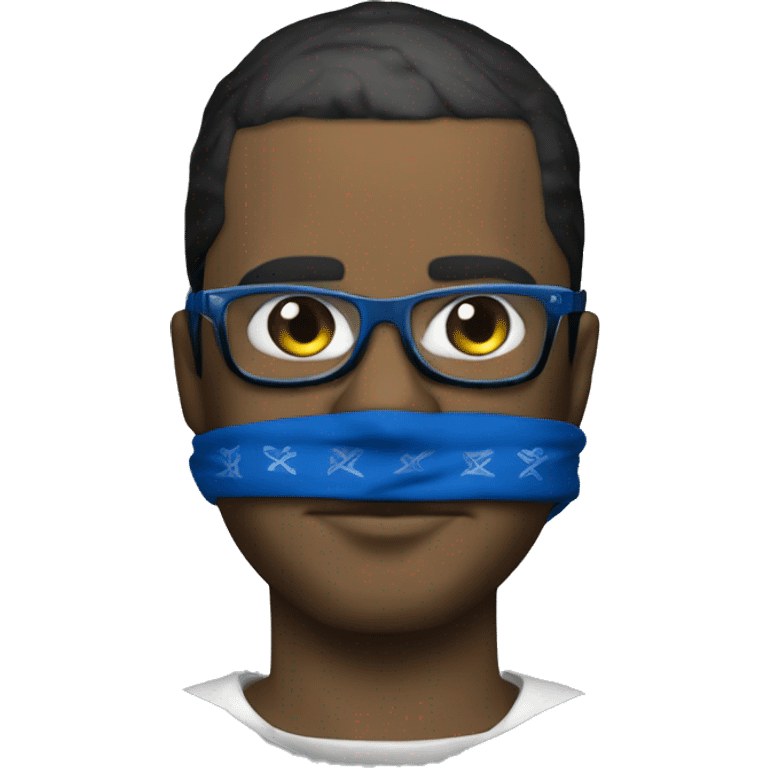 gta syle gangster with blue bandana, blue chain, and glasses  emoji