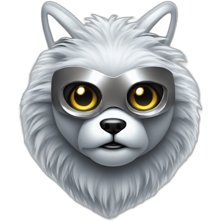 Cyber futuristic silver furry robot  emoji