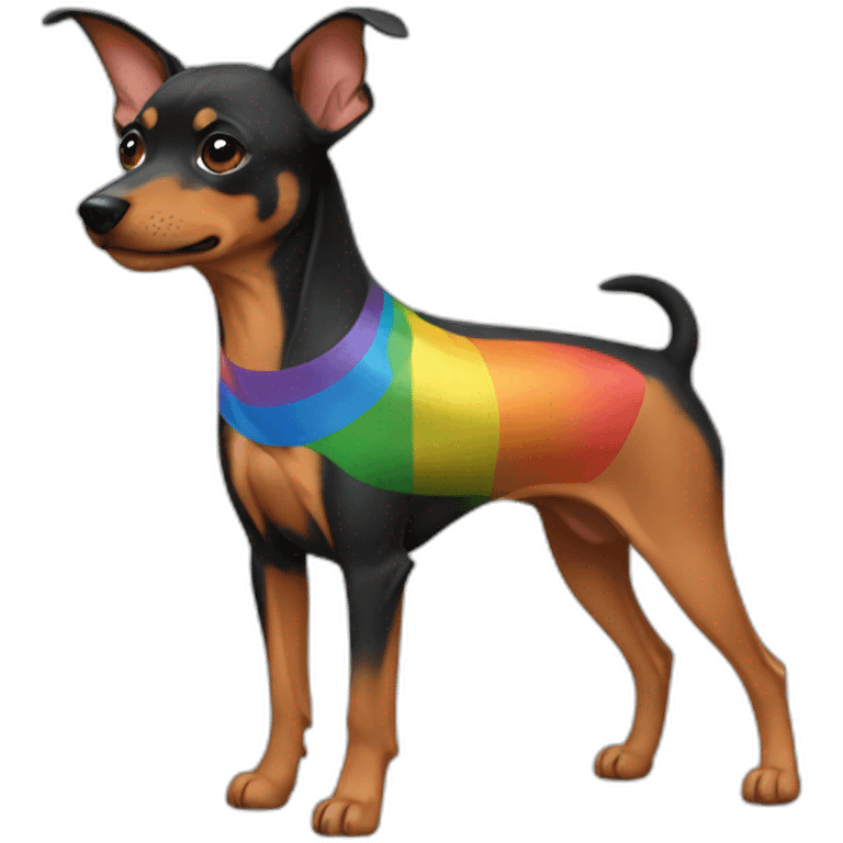 Pinscher with rainbow flag emoji