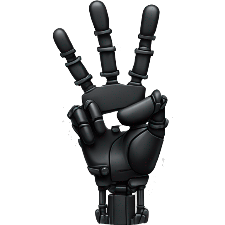 black robotic peace sign hand emoji