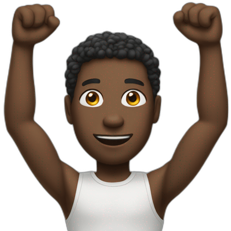 black man with arms in the air emoji