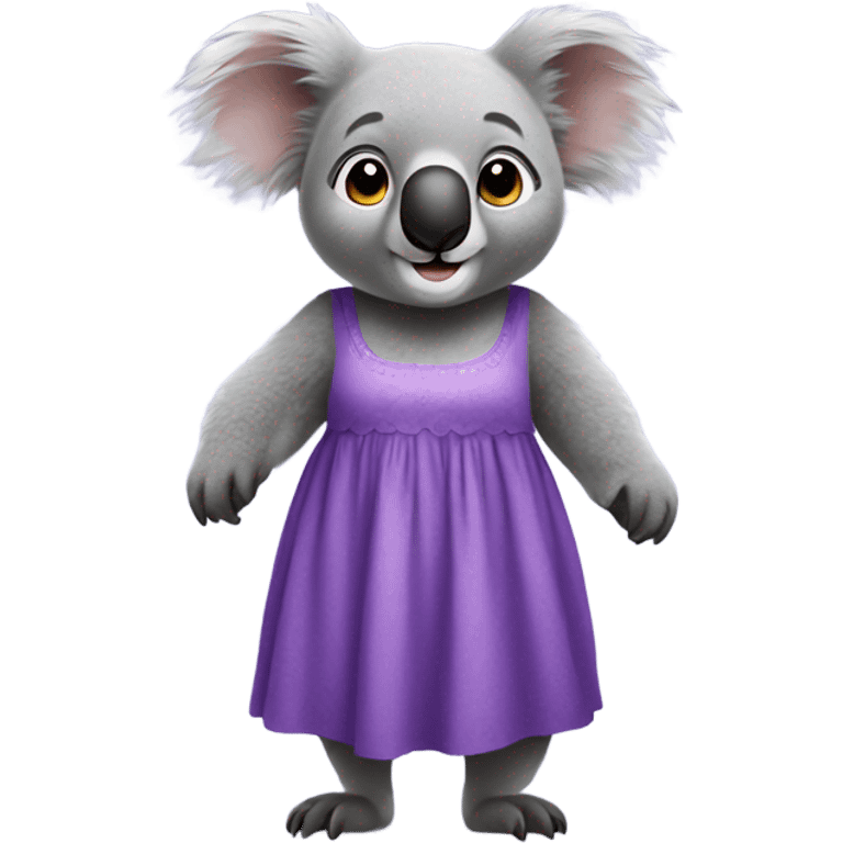 Koala wearing purple dress emoji