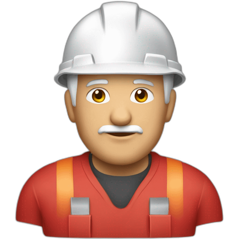 Industrial professional senior mechanical fitter working with a helmet and red clothing emoji