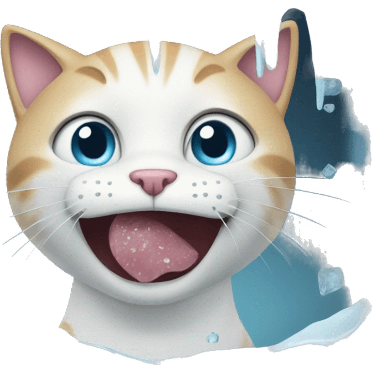 Cat eat ice screen emoji