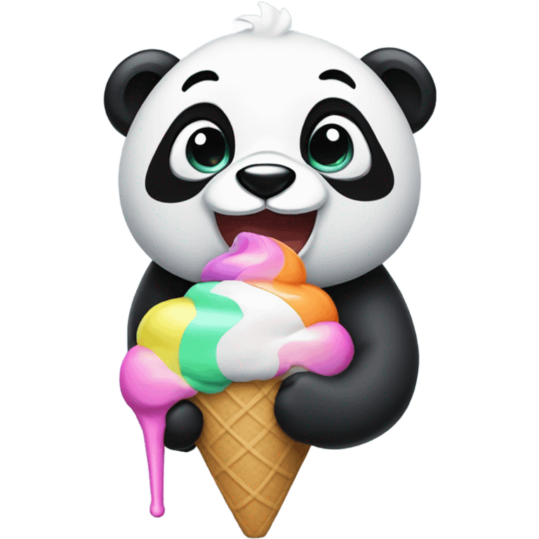 Panda eating ice cream emoji